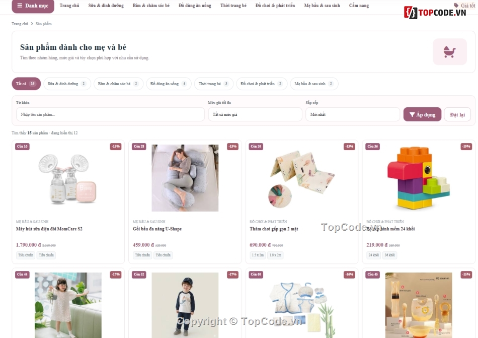 Đồ án,bán website,web mẹ và bé
